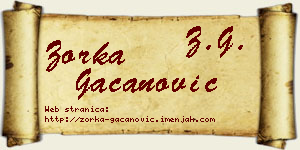 Zorka Gačanović vizit kartica